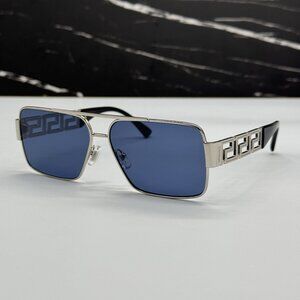 NEW VERSACE VE2290 100180 SILVER/BLUE UNISEX SUNGLASSES VE2290 1001/80